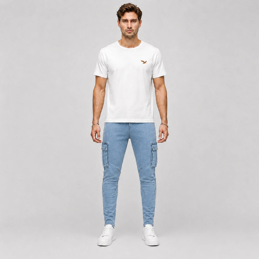 Men’s Light Blue Cargo Jeans - 801