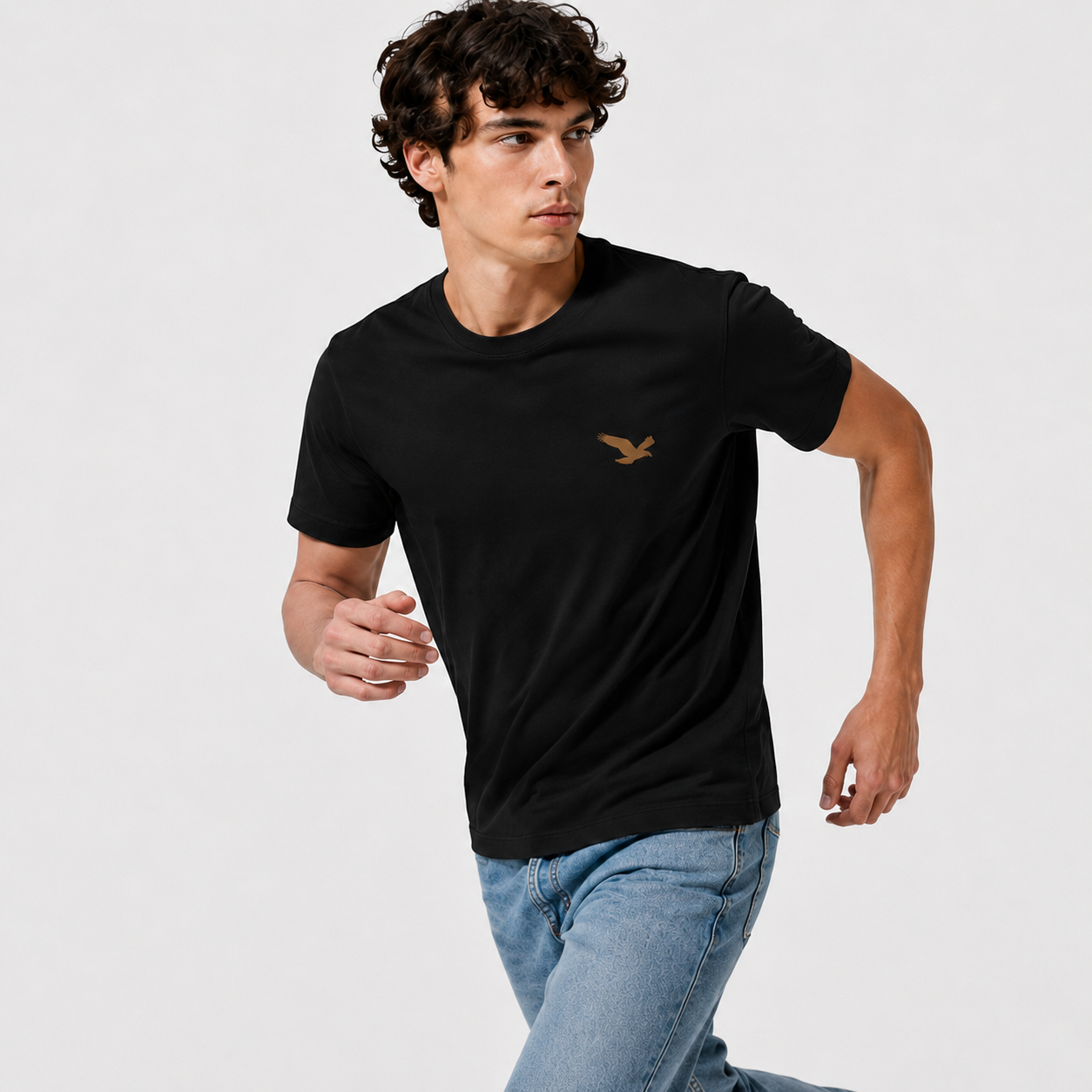 Men’s 100% Cotton Eagle Logo Relaxed Fit T-Shirt - 103