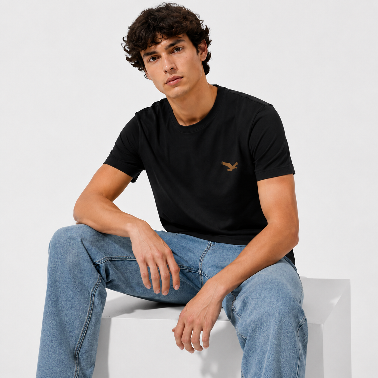 Men’s 100% Cotton Eagle Logo Relaxed Fit T-Shirt - 103