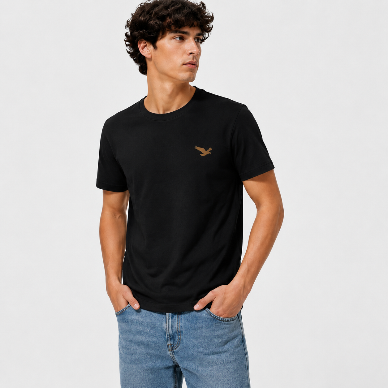 Men’s 100% Cotton Eagle Logo Relaxed Fit T-Shirt - 103