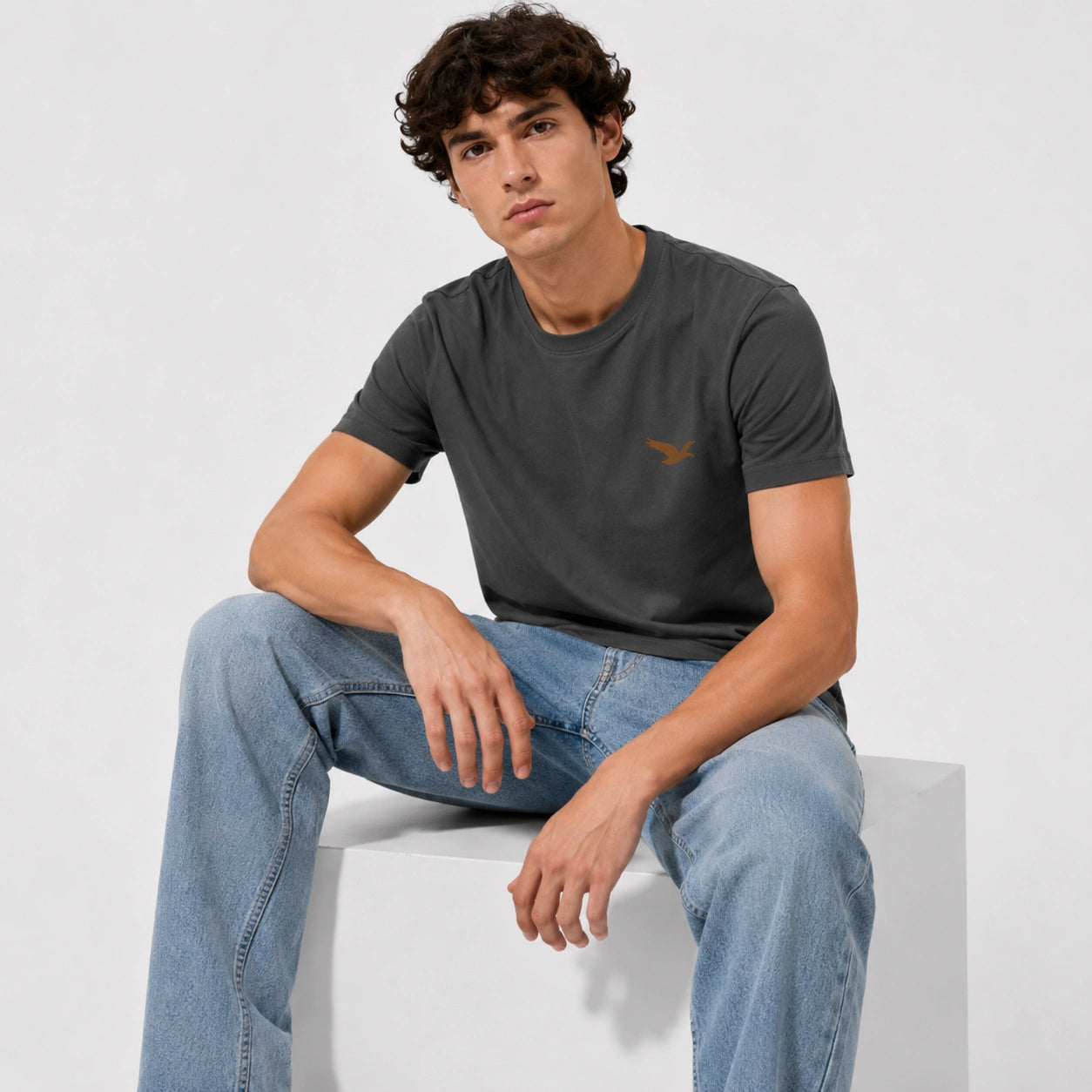 Men’s 100% Cotton Eagle Logo Relaxed Fit T-Shirt - 103