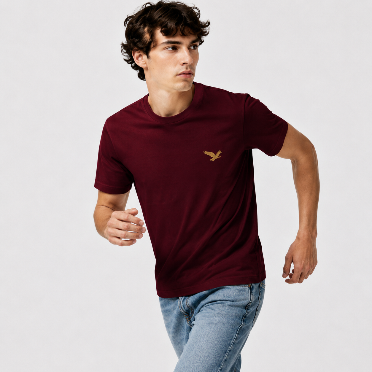 Men’s 100% Cotton Eagle Logo Relaxed Fit T-Shirt - 103