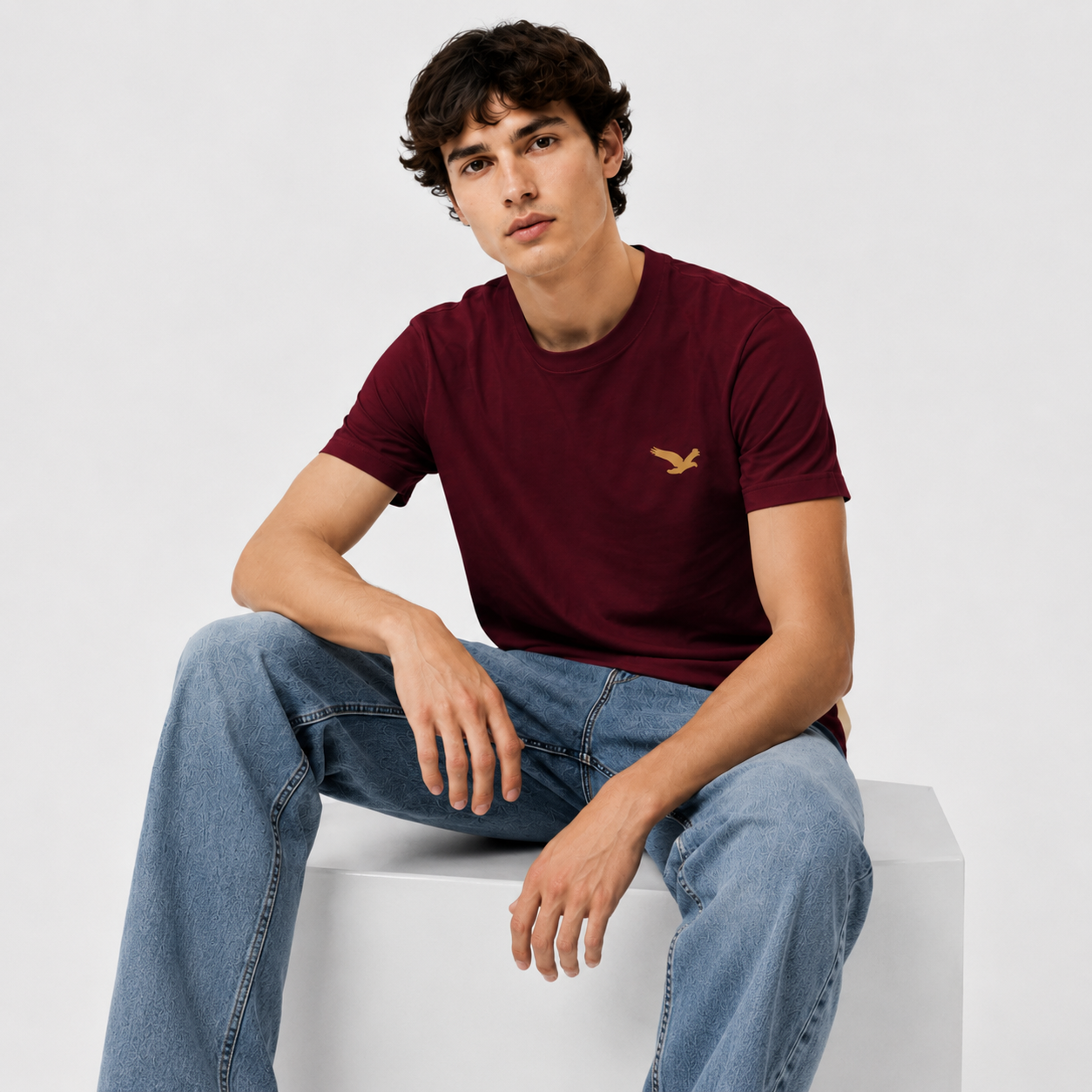 Men’s 100% Cotton Eagle Logo Relaxed Fit T-Shirt - 103