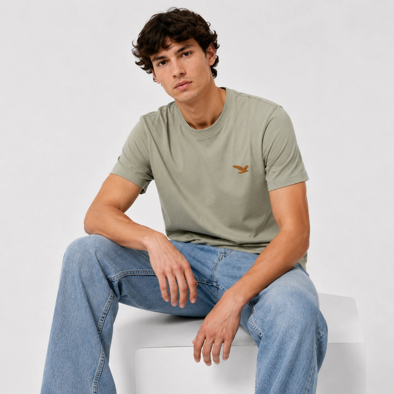 Men’s 100% Cotton Eagle Logo Relaxed Fit T-Shirt - 103