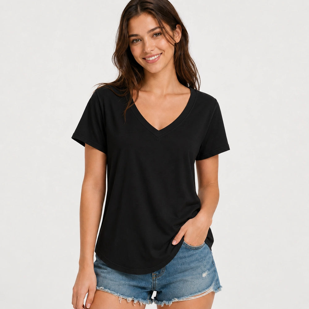 Women’s Soft V-Neck Short Sleeve T-Shirt - 202