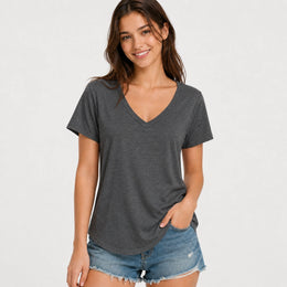 Women’s Soft V-Neck Short Sleeve T-Shirt - 202