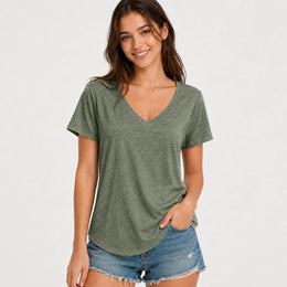 Women’s Soft V-Neck Short Sleeve T-Shirt - 202