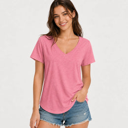 Women’s Soft V-Neck Short Sleeve T-Shirt - 202