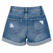 WOMEN HIGH WAISTED STRETCH DENIM SHORTS - 403