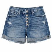 WOMEN HIGH WAISTED STRETCH DENIM SHORTS - 403