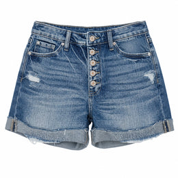 WOMEN HIGH WAISTED STRETCH DENIM SHORTS - 403