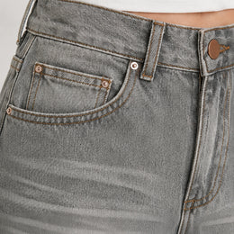 Women's Washed Grey High-Waist Wide-Leg Jeans - 602