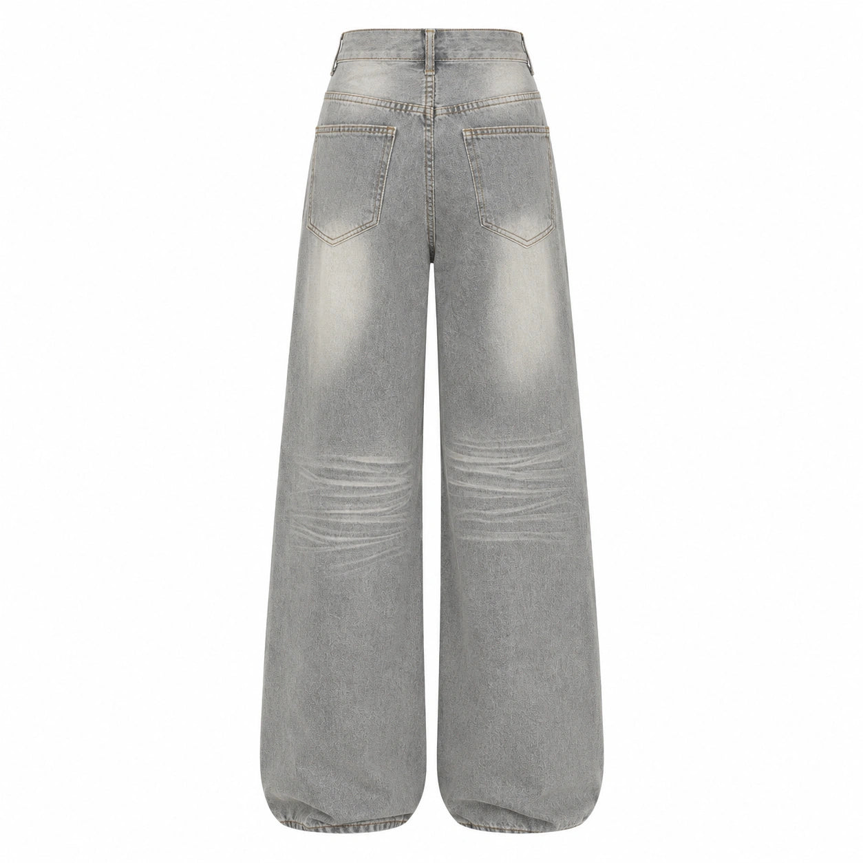 Women's Washed Grey High-Waist Wide-Leg Jeans - 602