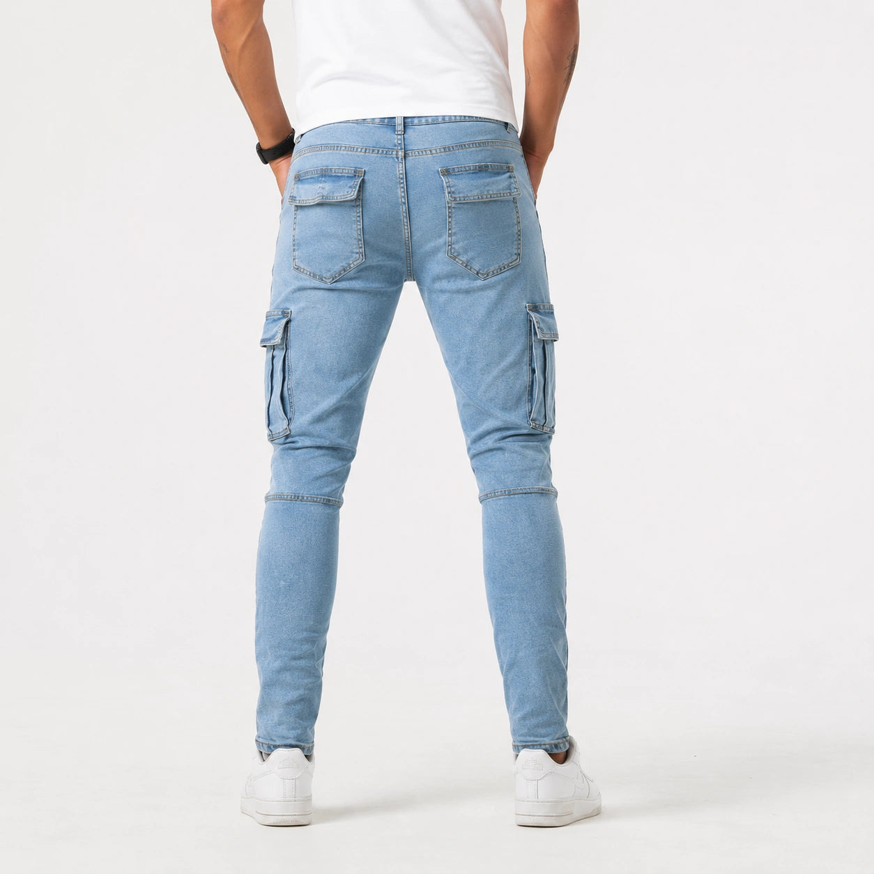 Men’s Light Blue Cargo Jeans - 801