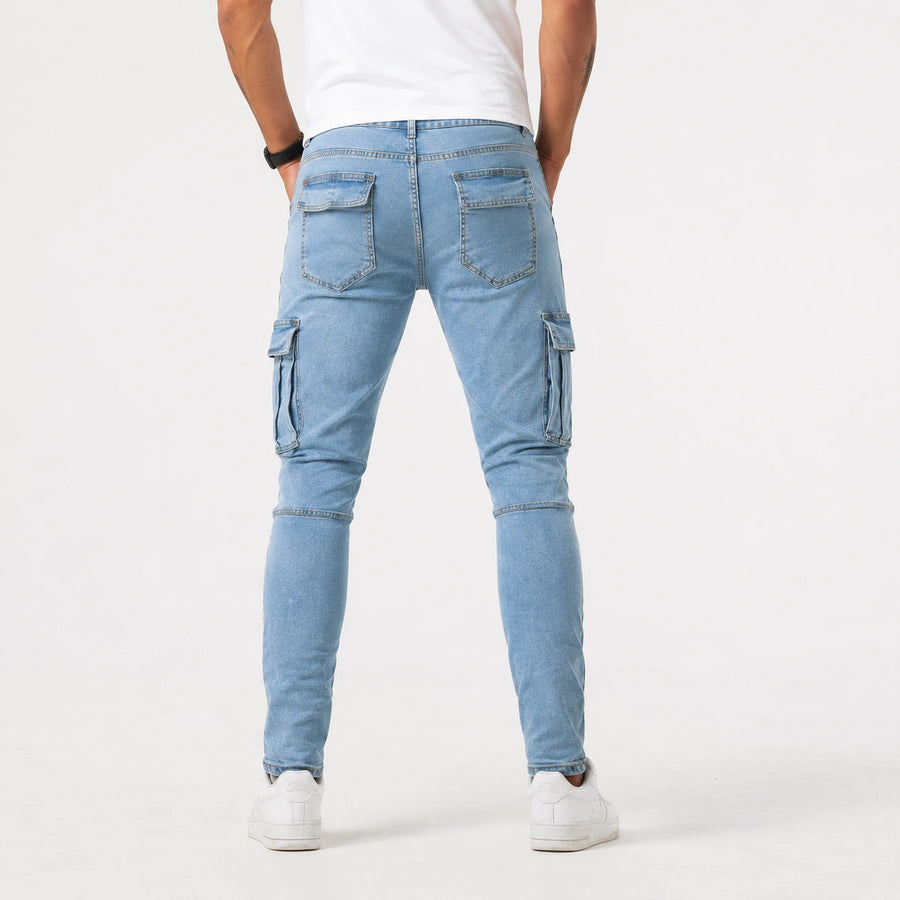 Men’s Light Blue Cargo Jeans - 801