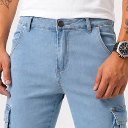 Men’s Light Blue Cargo Jeans - 801