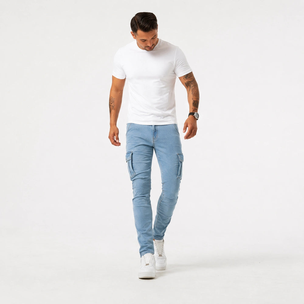 Men’s Light Blue Cargo Jeans - 801