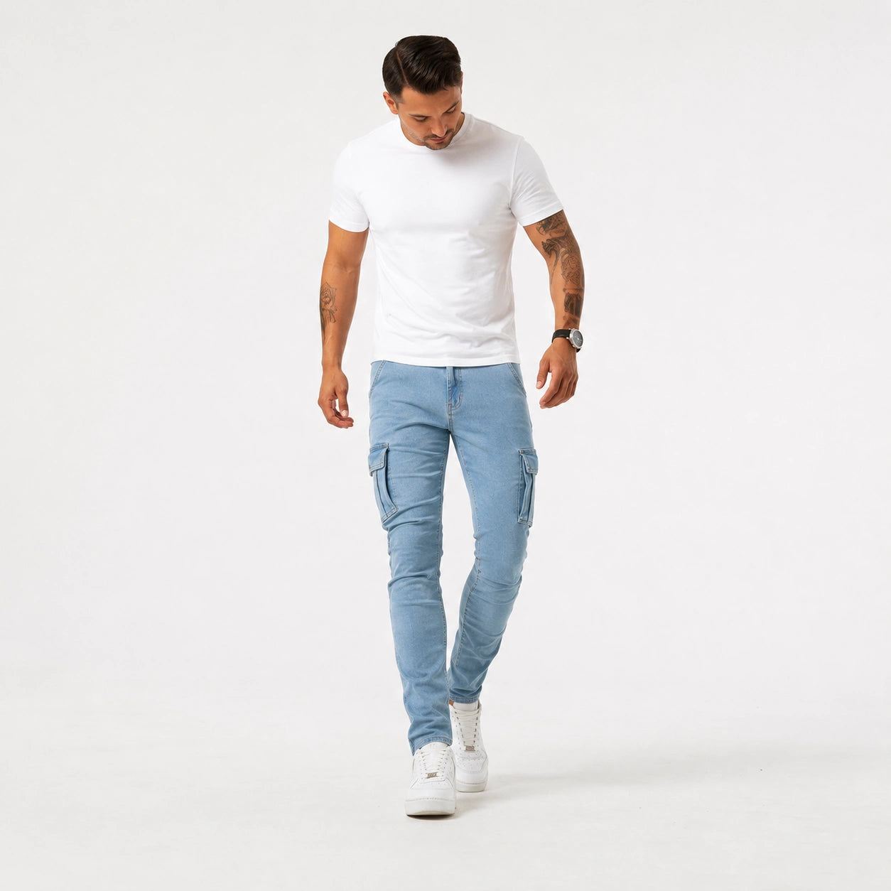 Men’s Light Blue Cargo Jeans - 801