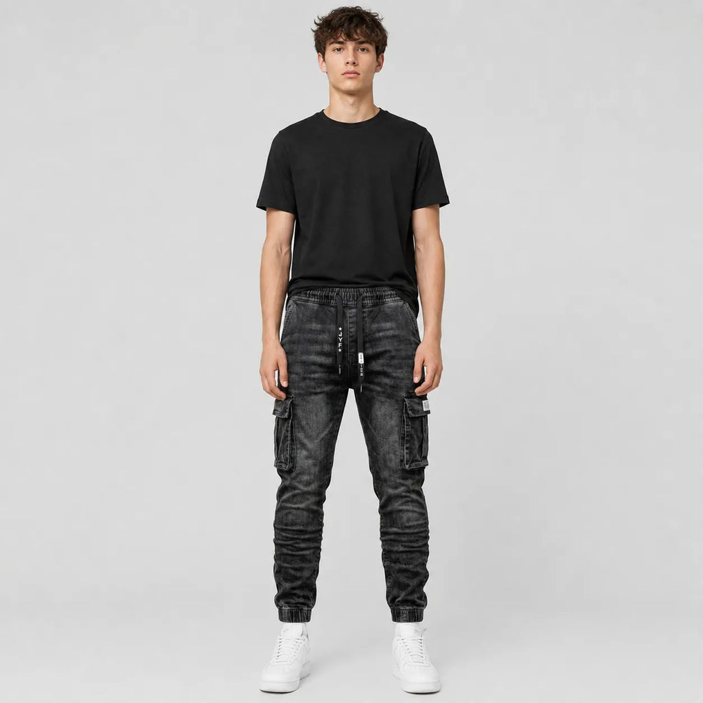 Men's Slim Fit Multi-Pocket Cargo Jeans - 804