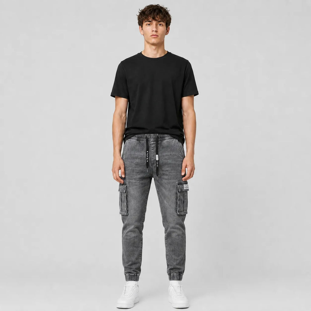 Men's Slim Fit Multi-Pocket Cargo Jeans - 804