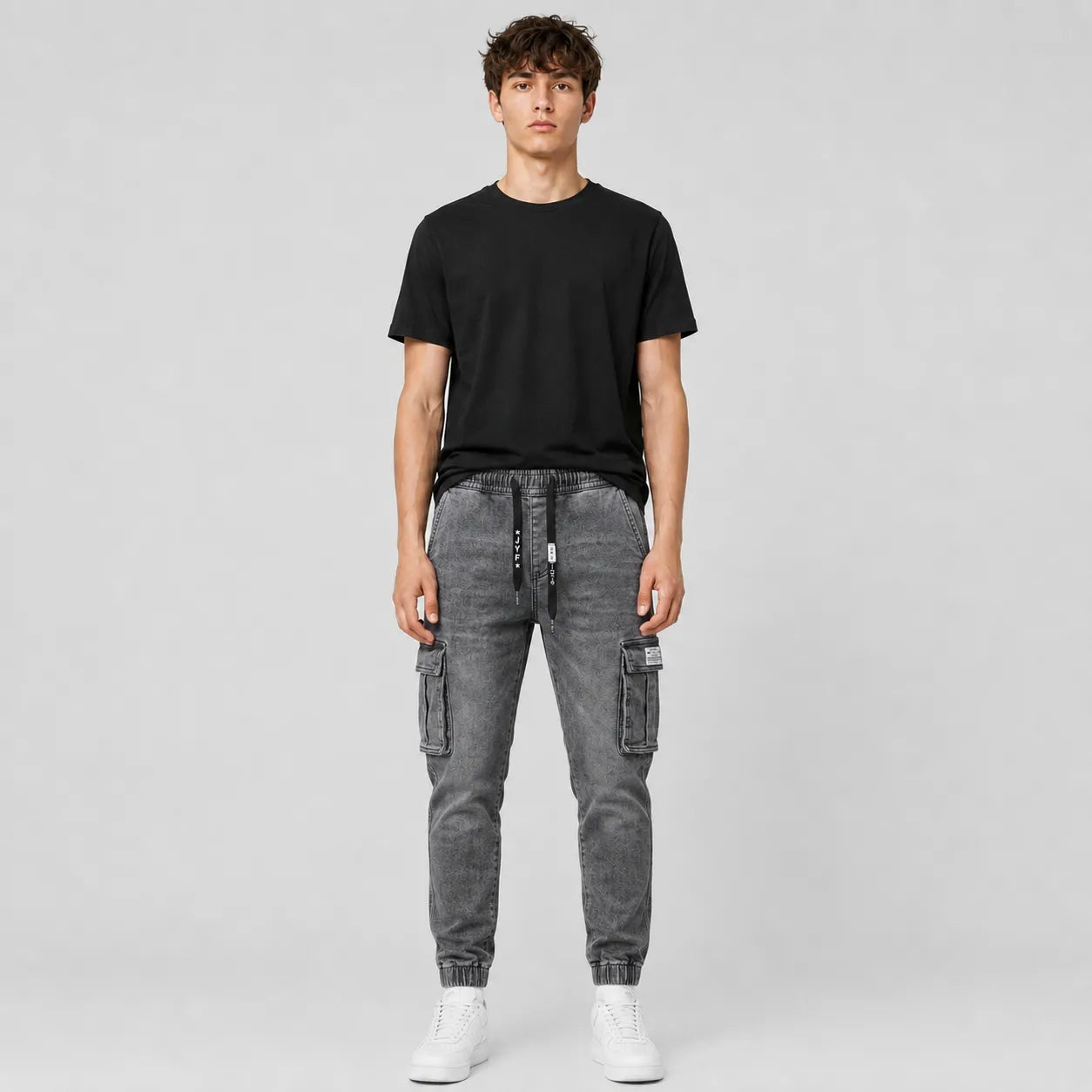Men's Slim Fit Multi-Pocket Cargo Jeans - 804