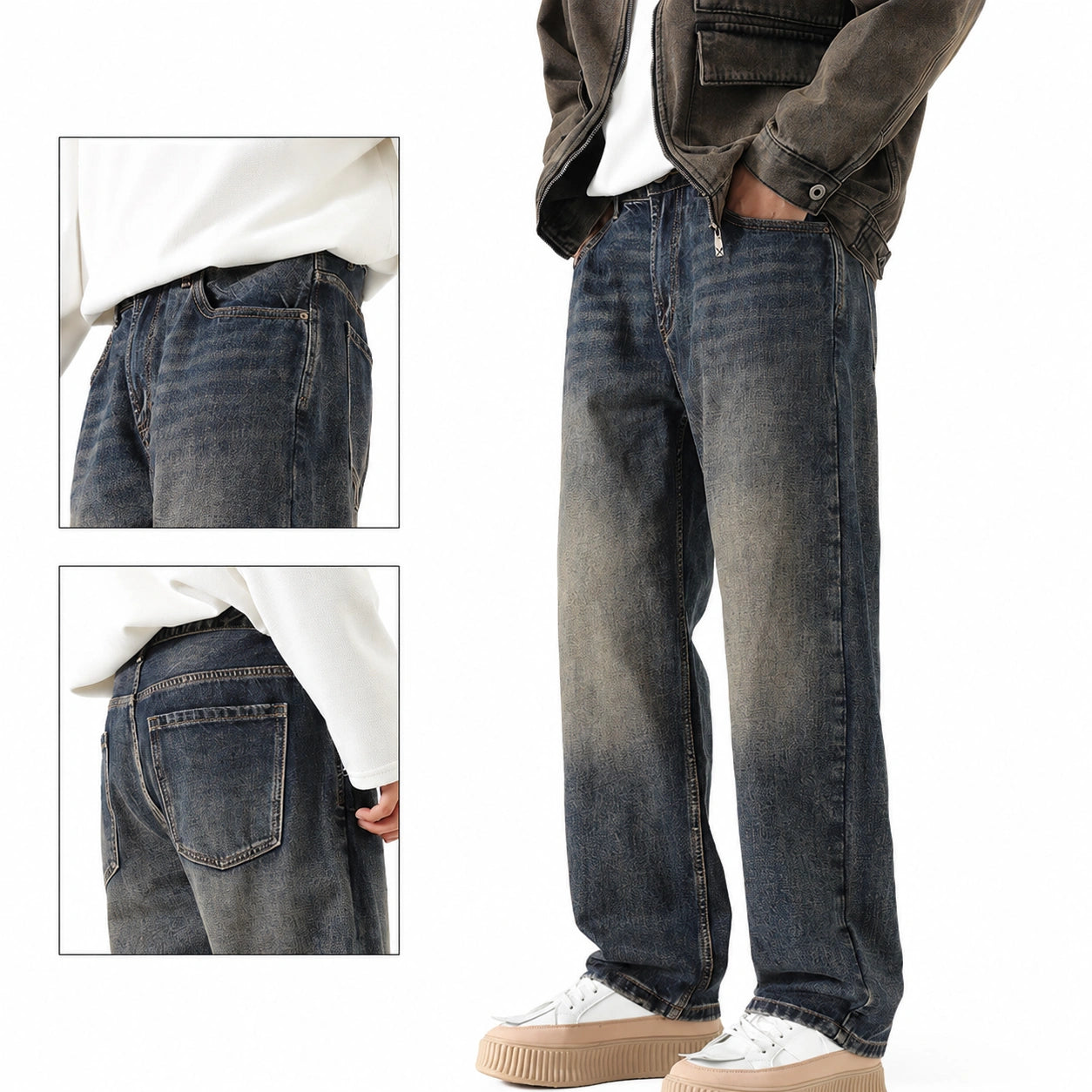 821 Men's Vintage Wash Straight Jeans