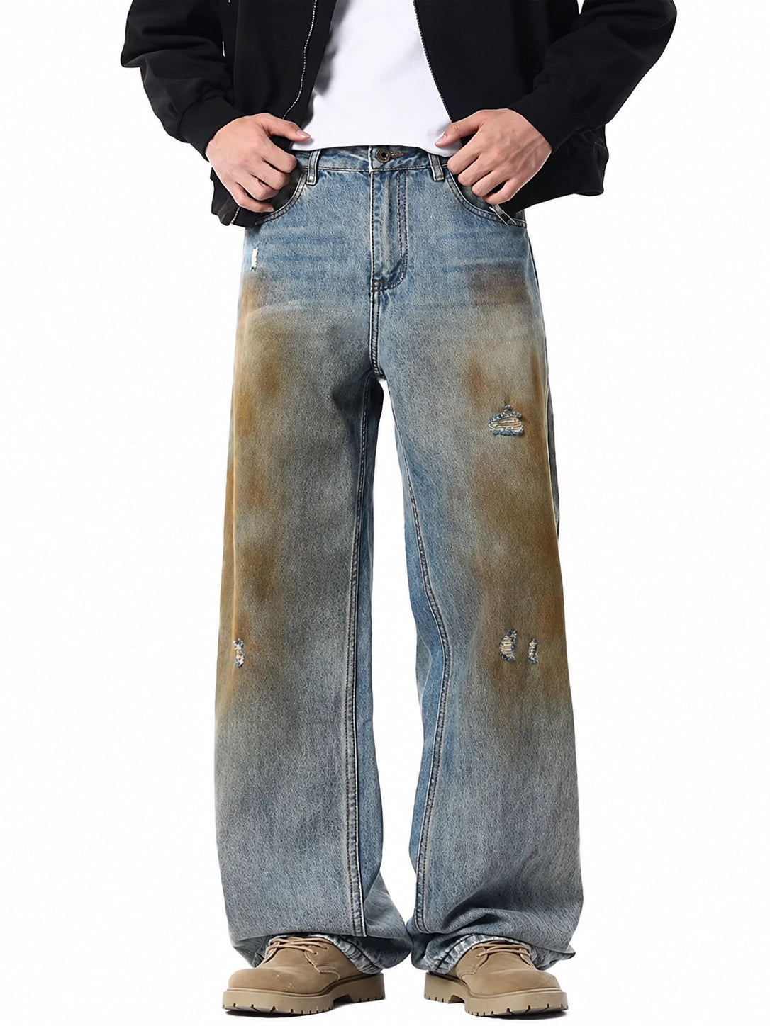Men’s Baggy Straight Jeans in Vintage Light Wash