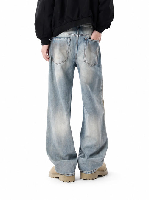 Men’s Baggy Straight Jeans in Vintage Light Wash