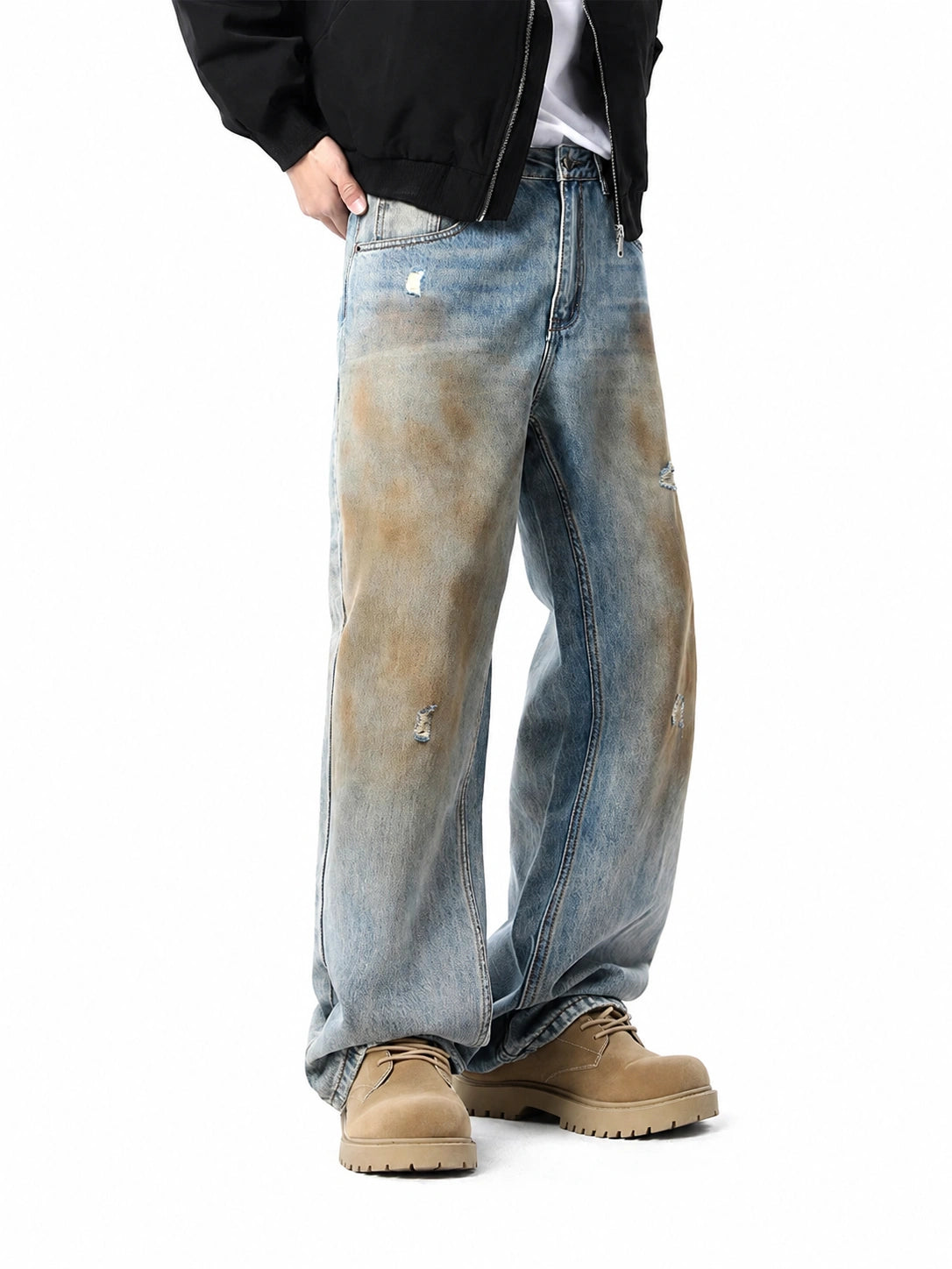 Men’s Baggy Straight Jeans in Vintage Light Wash
