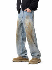 Men’s Baggy Straight Jeans in Vintage Light Wash
