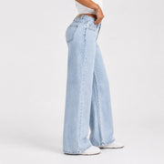 Women High Waist Wide Leg Jeans – Light Blue Wash - 603