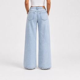 Women High Waist Wide Leg Jeans – Light Blue Wash - 603