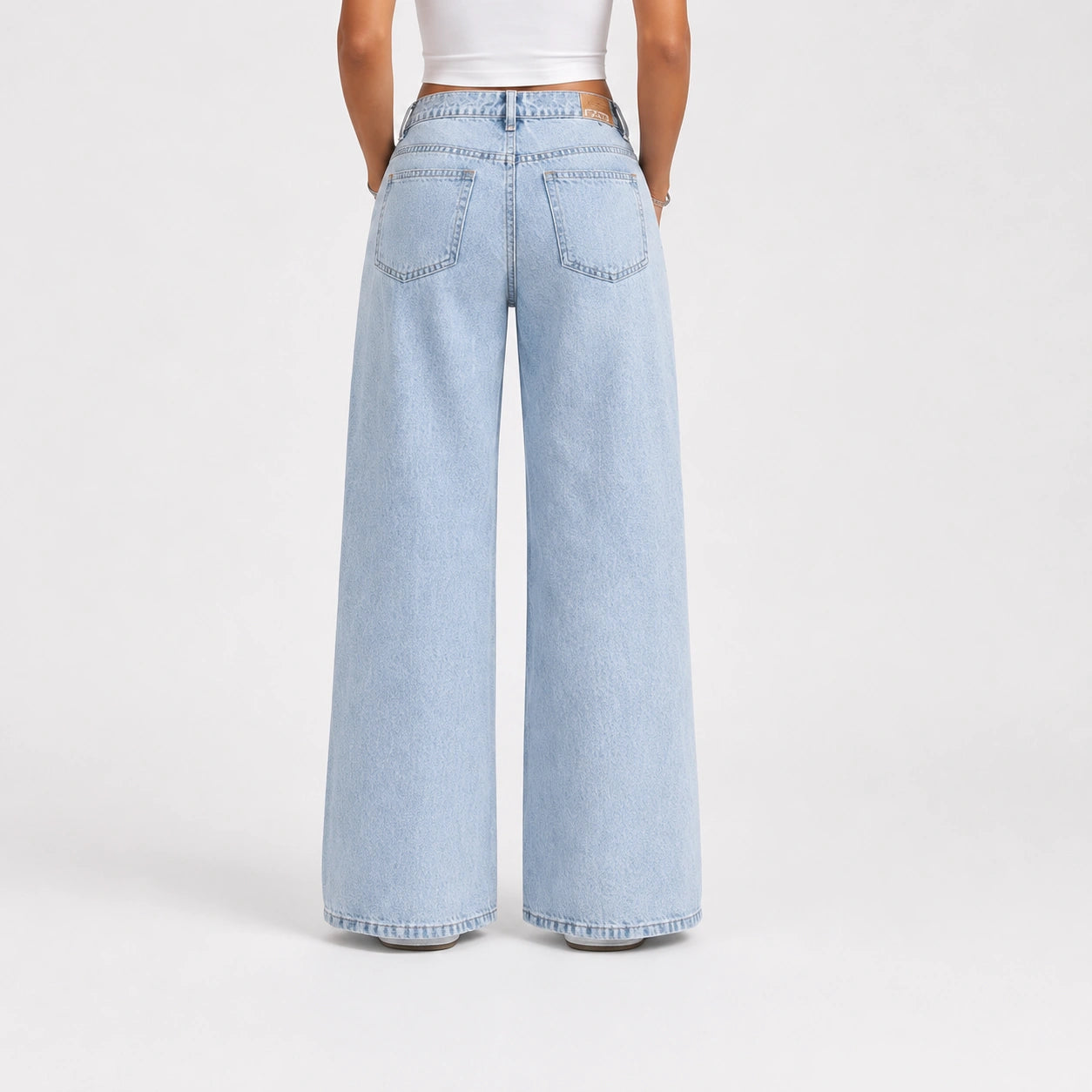 Women High Waist Wide Leg Jeans – Light Blue Wash - 603