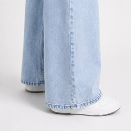 Women High Waist Wide Leg Jeans – Light Blue Wash - 603