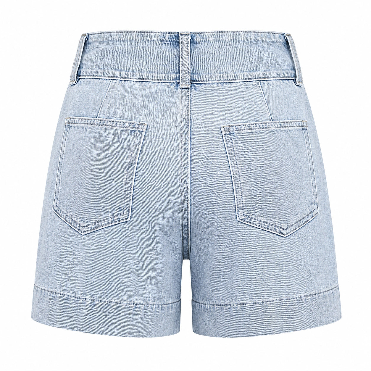 Women Light Wash Utility Denim Shorts - 402