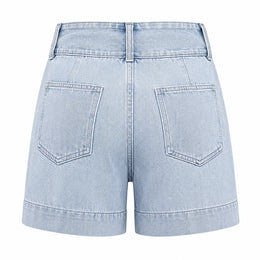 Women Light Wash Utility Denim Shorts - 402