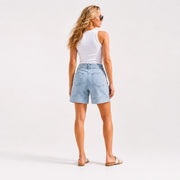 Women Light Wash Utility Denim Shorts - 402