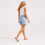 Women Light Wash Utility Denim Shorts - 402